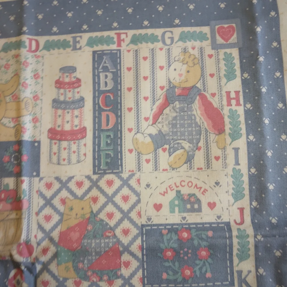 FABRIC PILLOW PANELS Vintage Alphabet Pillow Panel Quilt Square